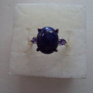 New Lapis lazuli SS ring size 8 DAD1042